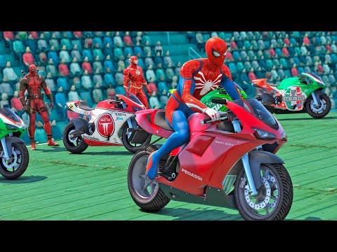 HOMEM ARANHA e SUPER HEROIS COM MOTOS vs PALHAÇOS! #2 Ep 30 - GTA V