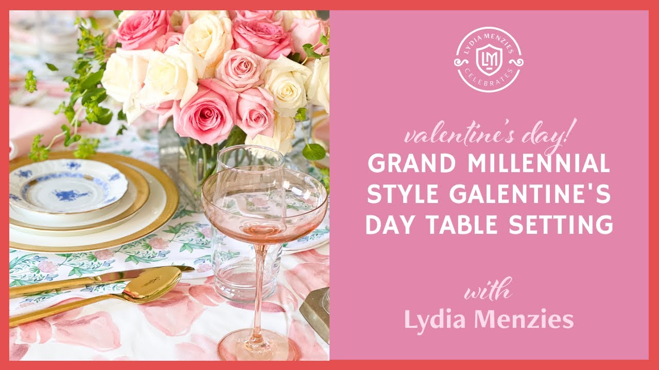 Grand Millennial Style Galentine's Day Table Setting