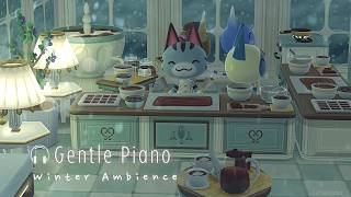 Gentle Piano🎹 | Reading while having a hot chocolate + winter ambience | Cat Chocolate Cafe☕