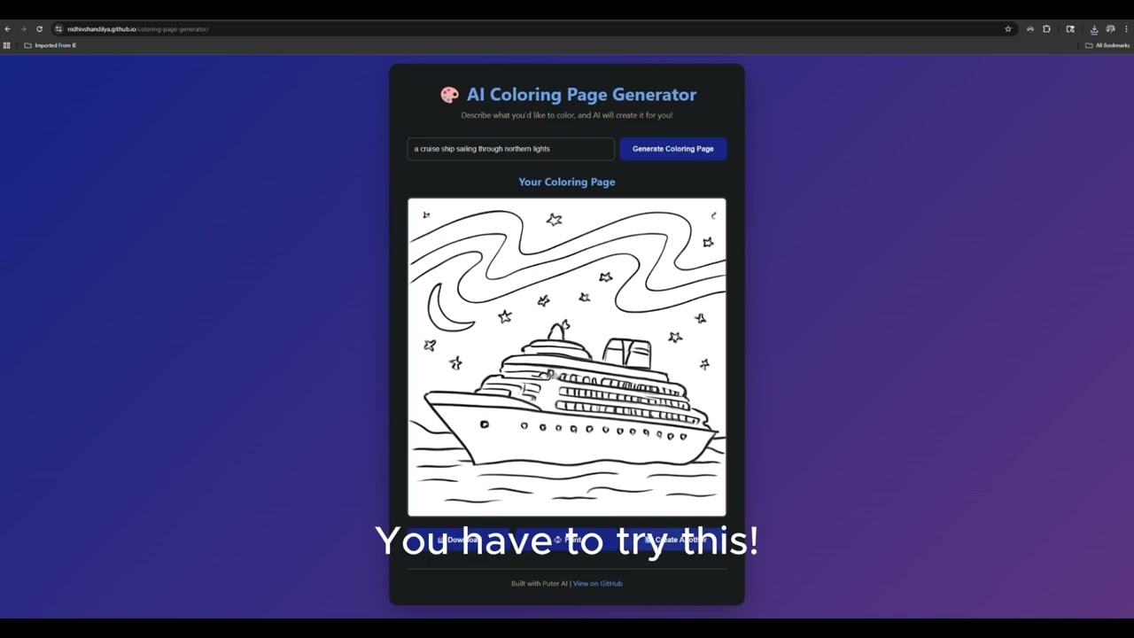AI Coloring Page Generator Demo