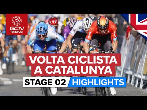 Crosswinds & Crashes In Chaotic Finale | Volta A Catalunya 2022 Stage 2 Highlights