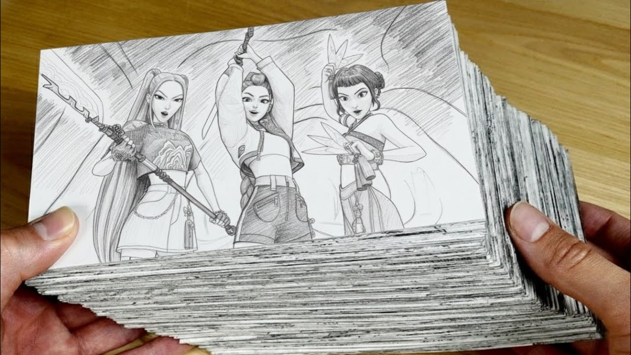 INSANE Flipbook! How It's Done (K-Pop Demon Hunters) | Hand-Drawn Animation Time-Lapse