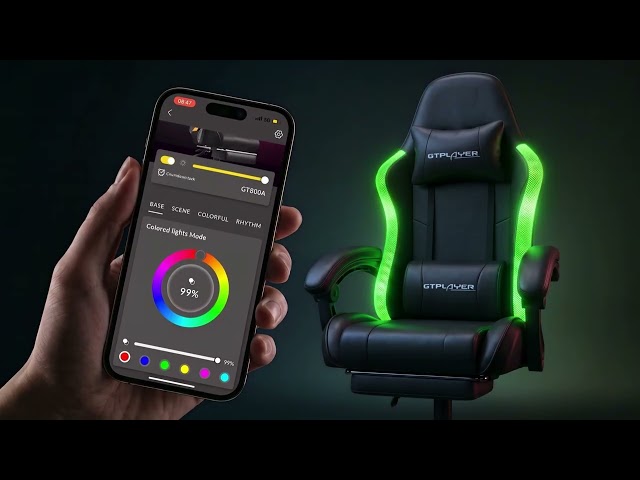 Silla Gaming GTPLAYER Musical con Altavoces, Luz, Reposapiés y Masaje USB video