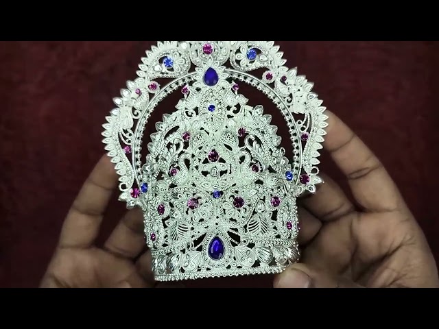 Traditional Mukut/Crown Bhakti Sringar for Idol Statues (5 inch Ear to Ear Dimension) video
