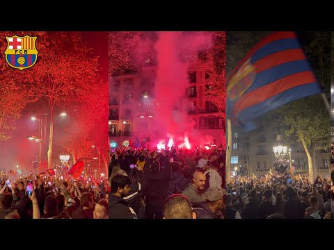 Crazy Scenes In Barcelona As Fans Celebrate Winning The La Liga Title For The First Time Since 2019