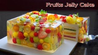 컵 계량 / 사각 과일 젤리 치즈케이크 /Amazing cake / Beautiful Fruit Jelly Cheesecake Recipe / Vanilla Sponge Cake