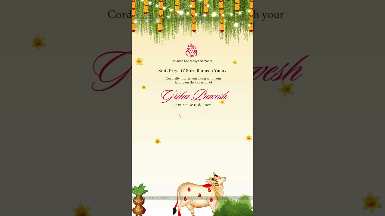 Minimal Beige Griha Pravesh Invitation