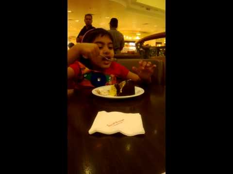 Wajeeha enjoying cake @ Malacca