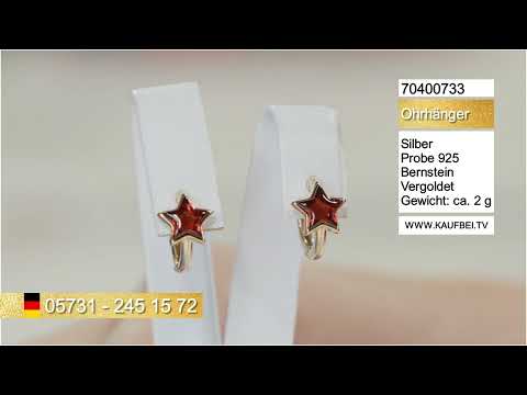 KaufBei.TV Shop | Серьги из позолоченного серебра 925 пробы с янтарем "Звездочка"
