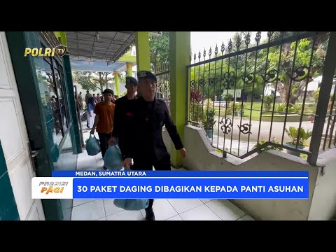 BATALYON A PELOPOR BRIMOB POLDA SUMUT SALURKAN 110 PAKET DAGING KURBAN KE PANTI ASUHAN DAN WARGA