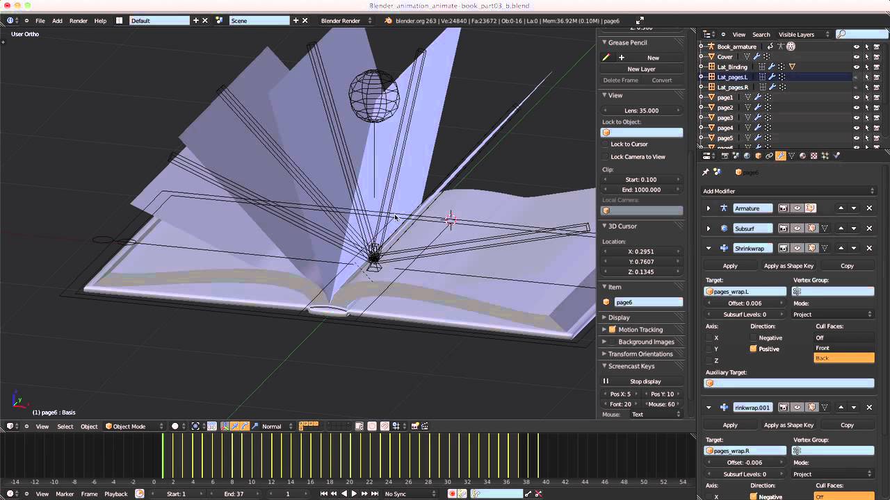 Animating a Book in Blender -- Part 04