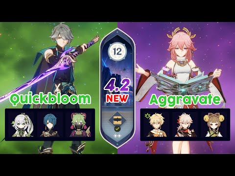 C0 Alhaitham Quickbloom & C1 Yae Miko Aggravate | Spiral Abyss 4.2 | Floor 12 (9★)