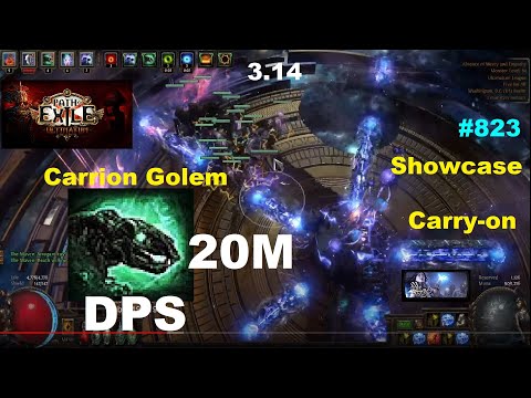 [Path of Exile] 20M DPS Carrion Golem Necro Build - Boss Gameplay / Showcase in 3.14 Ultimatum - 823