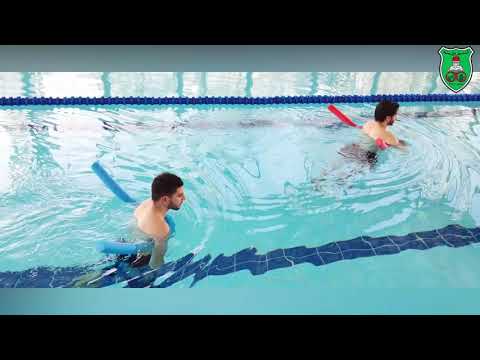 Aquatic exercise- Walking in water using noodles