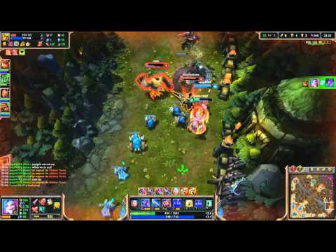 Annie and Jinx vs the world, 2v5 fight in bottom lane.