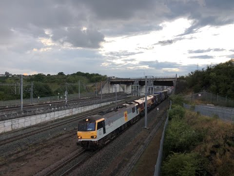 (HD) DB Cargo 92036 & 66127 pass Ebbsfleet West Junction on HS1 - 16/6/20