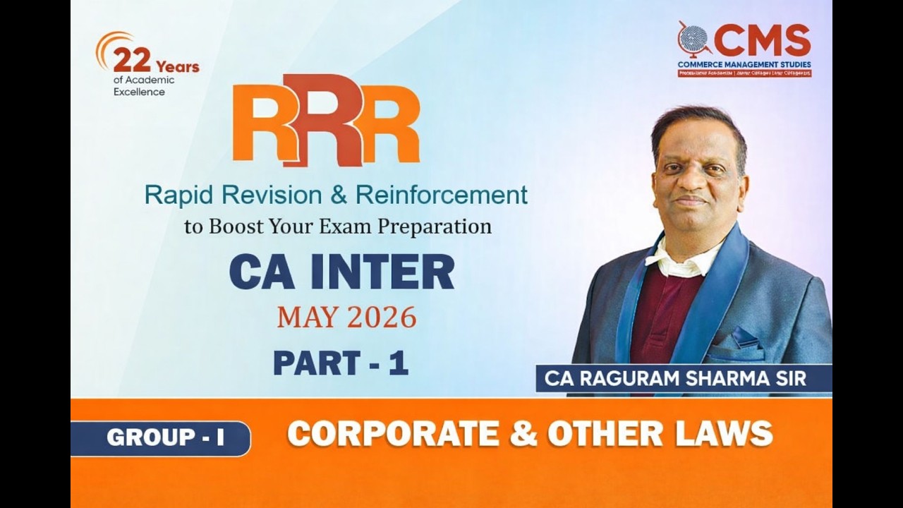 CA INTER | P-2 | LAW  | RRR CLASSES - PART 1 | BY CA RAGURAM SHARMA SIR | GROUP 1 #cainter  #ca