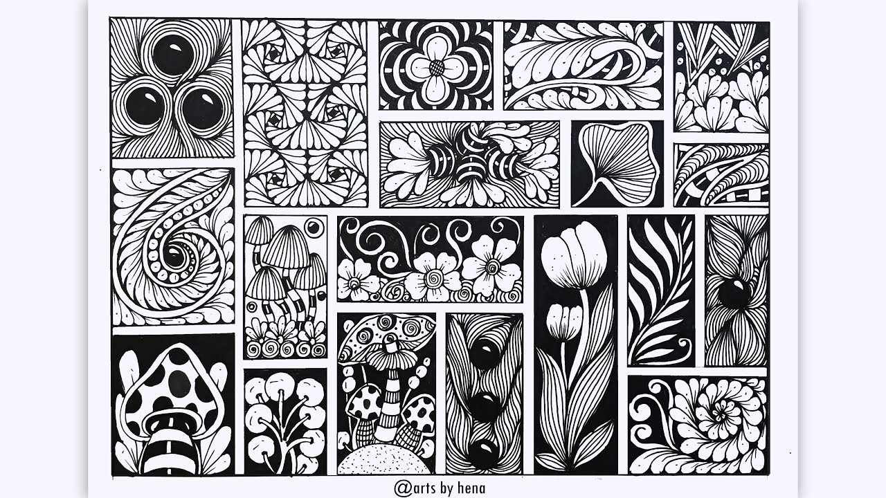 19 Zentangle Pattern For Beginners |Zentangle patterns |Doodle Pattern | Zen-doodle