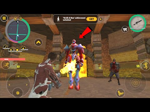 Rope Hero 3 (Muscle Man Fight Cave Robot Boss) Rope Hero Burne to Robots - Android Gameplay HD
