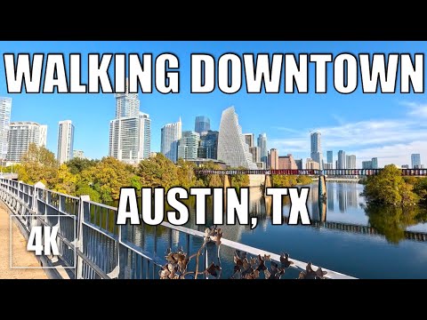 Walking Downtown AUSTIN, TX in 4K | Pfluger Pedestrian Bridge, Cesar Chavez & 2nd Street Tour