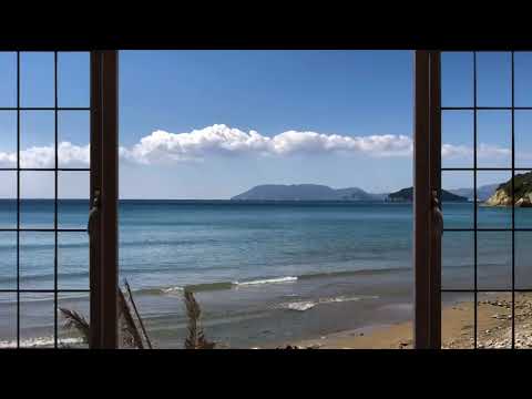 4K Greece Beach window view - Relaxing, Calming, Ambience