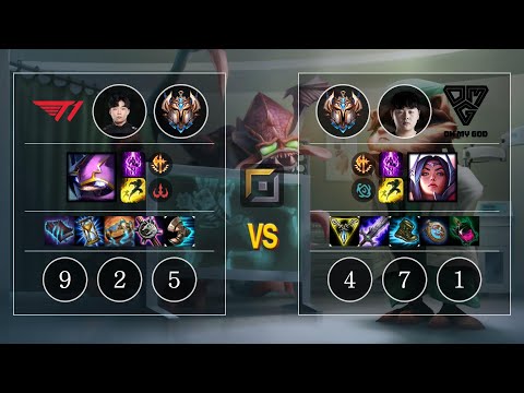 T1 Canna Kennen vs OMG Curse Irelia Top - KR Patch 10.12