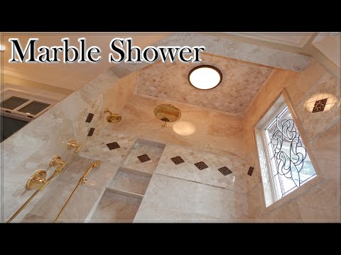 Marble Shower Remodeling - 24K Gold Plated Shower Fixtures