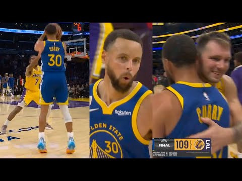 Steph Curry DEEP dagger 3 vs Lakers then shows love to Luka Doncic and Bronny