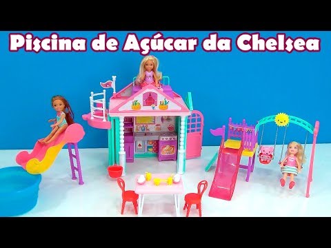 Piscina de Açúcar da Chelsea! Novo! Casa, parque e piscina! #chelsea #barbie #brincadeiras