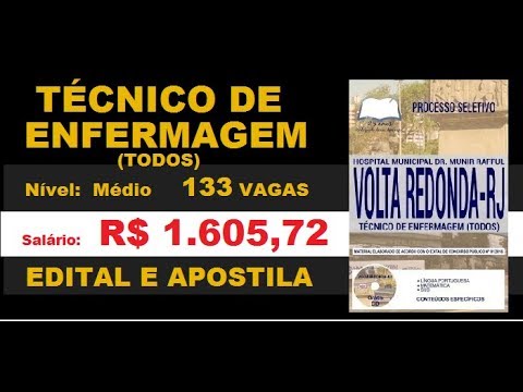 Edital Apostila Processo Seletivo Hospital Municipal Dr Munir Rafful RJ 2019 Técnico de Enfermagem