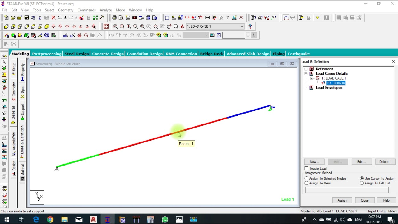 Validation of Staad Pro. Result With Hand calculation of Simply supported beam