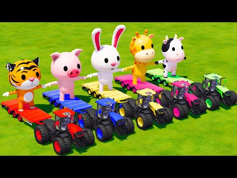 LOAD GIANT ANIMALS AND TRANSPORTING WITH JCB TRACTORS - Farming Simulator 2022