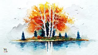 Easy Trees Water Color Painting Art