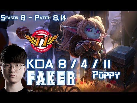 SKT T1 Faker POPPY vs LEBLANC Mid - Patch 8.14 KR Ranked