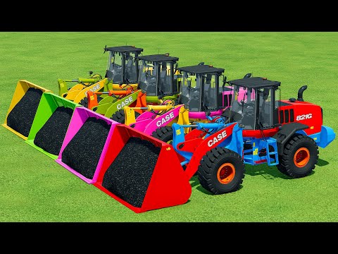 LOAD AND TRANSPORT COAL IN VALTRA TRACTORS TRAILERS WITH CASE LOADERS - Farming Simulator 22