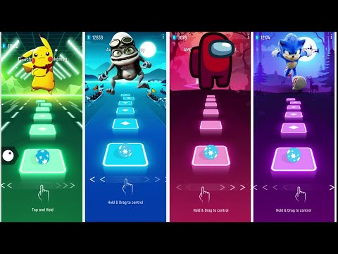 Pikachu vs Crazy Frog vs Among Us vs Sonic - Tiles Hop Battle with Cool Music | TILES HOP