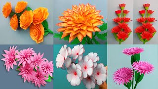6 Easy Paper Flowers  Paper Flower Making  DIY Hom