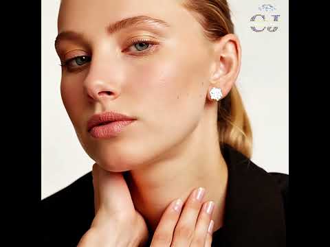 Moissanite 3 prong stud earrings 925 sterling silver product video