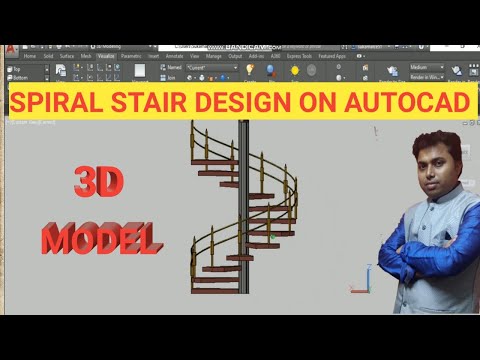 AUTOCAD 3D SPIRAL STAIRCASE DRAWING