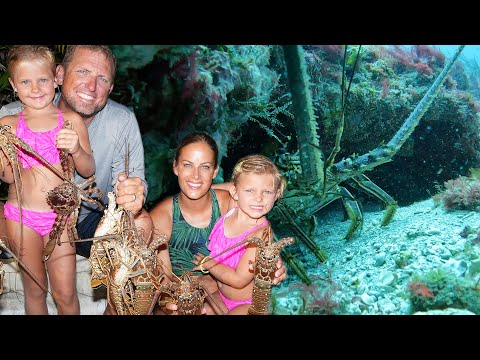 Deep Sea Diving for Wild Spiny Lobsters {Catch Clean Cook} Epic Family Cook out!!!