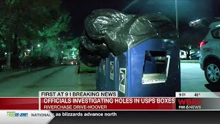 Officials investigating holes in Hoover USPS drop boxes