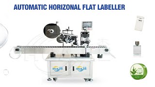 Automatic horizontal labeling machine for flat bottles label applicator
