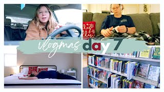 VLOGMAS DAY 7 | chiropractor, library haul, finished my book + our new king bed