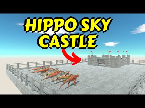 Army of Fat Hippos Defending Sky Castle in Animal Revolt Battle Simulator