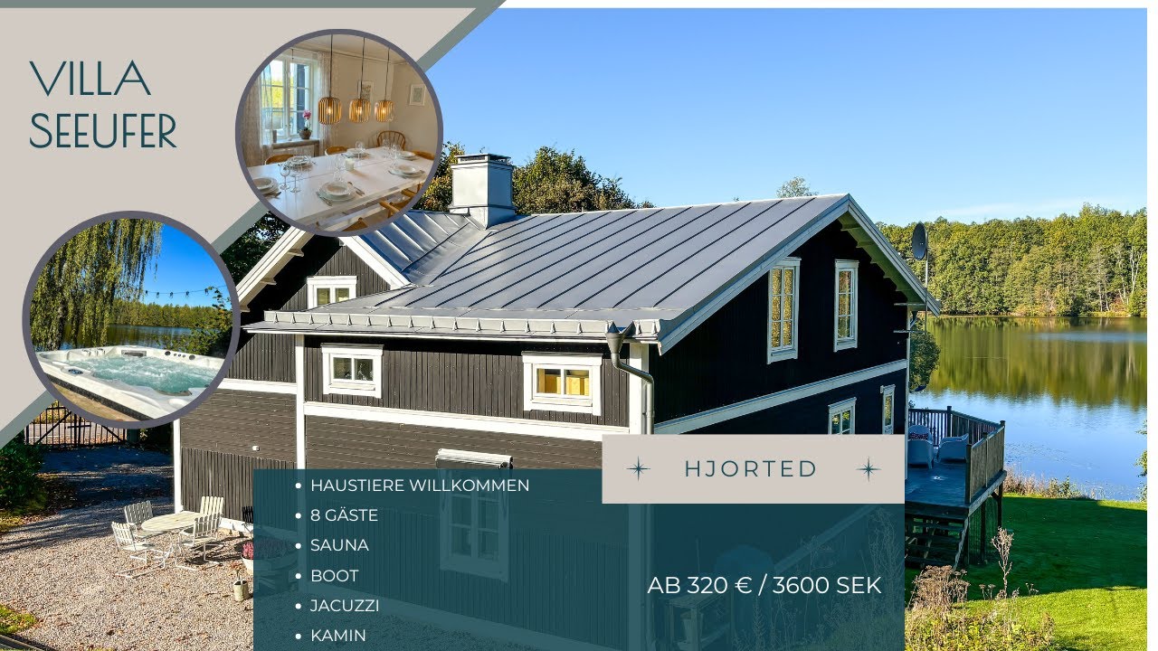Pure luxury in Sweden: Villa lakeside Hjorted with sauna, jacuzzi & boat | Secluded lakeside location