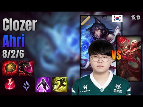 Clozer Mid Ahri vs Vladimir lol KR solo rank Full Game 15.13 | 클로저 아리 vs 블라디미르