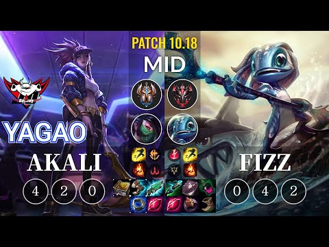 JDG Yagao Akali vs Fizz Mid - KR Patch 10.18