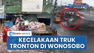 Detik-detik Mencekam Laka di Wonosobo, Truk Tronton Rem Blong Tabrak Ruko & Tugu: 5 Orang Luka
