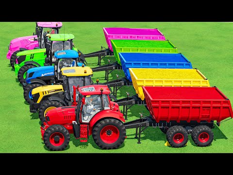 JCB FASTRAC & JOHN DEERE & LAMBORGHINI TRANSPORT BATTLE ON MUDDY ROAD! Farming Simulator 22