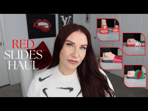 4 of My Favorite Red Open-Toe Slides | Shoe Try-On + Close-Up Review | Ruby Red